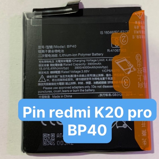 Pin Xiaomi Mi 9T, BP40, Mi 9T Pro, Redmi K20, Redmi K20 Pro-3900, 4000mAh