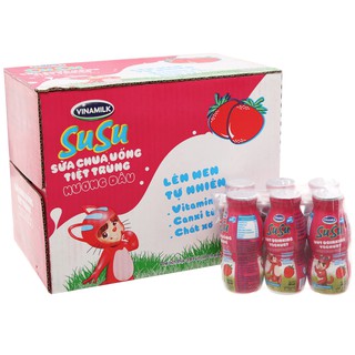 SỮA CHUA UỐNG SUSU HƯƠNG DÂU - LỐC 6 CHAI MÀNG NHÔM X 80ML