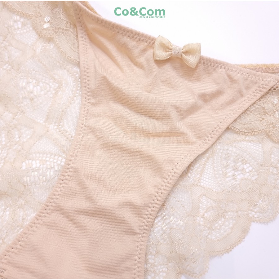Bộ Đồ Lót Nữ Co&Com BAN5007 Không Gọng Không Đệm Mút Chất Cotton Pha Ren Quyến Rũ Mềm Mại | BigBuy360 - bigbuy360.vn
