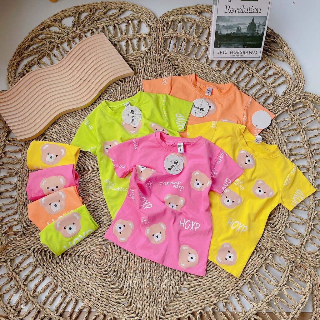 Bộ bé gái áo thun mặt gấu kèm quần legging cho bé