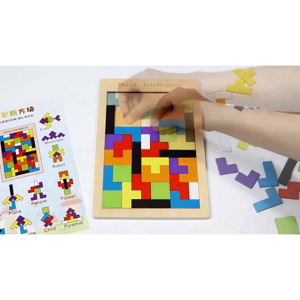 Đồ chơi bảng ghép hình bằng gỗ xếp gạch Terris cho bé lắp ráp | giáo dục trí tuệ Montessori, DIY, Stem, Steam