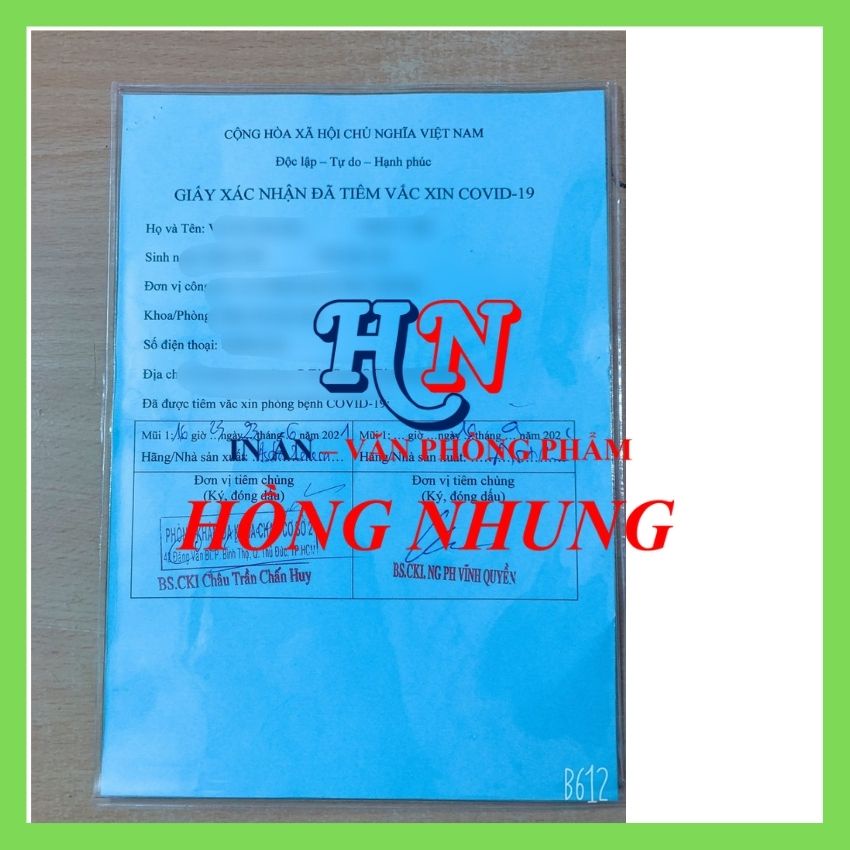 Túi Nhựa Dẻo PVC Bọc Chứng Nhận Tiêm Văcxin, Có Nắp, Nhựa Trong Suốt Bảo Vệ giấy chứng nhận chích ngừa của bạn