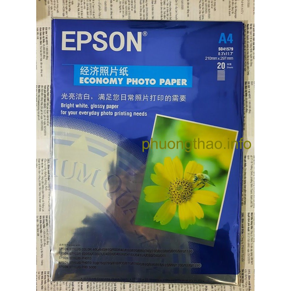 Giấy in ảnh Epson A4 200g 20 tờ_tập/ Chính hãng Epson