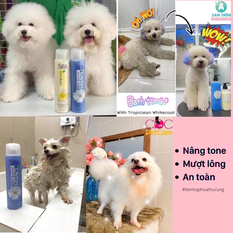 Sữa tắm cho chó mèo lông trắng SPA WHITECOAT Tropiclean 473ml
