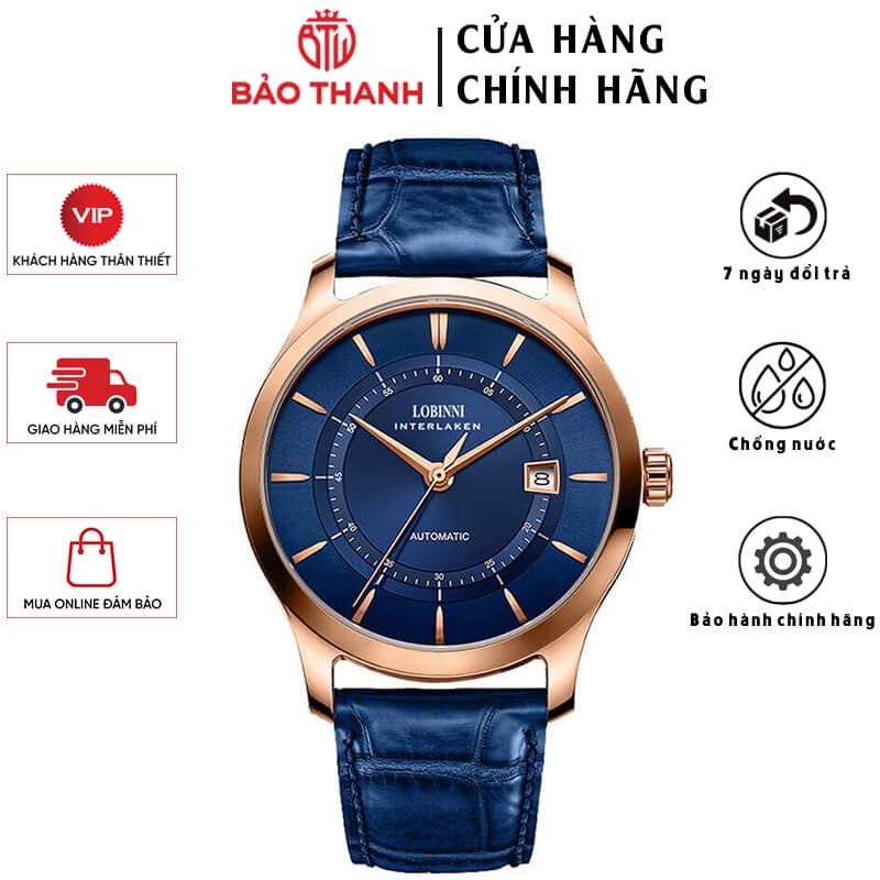 Đồng Hồ Nam LOBINNI No.5020-1 Chính Hãng BH 24T Chịu Nước 50m Kính Chống Xước Dây Da Cao Cấp (Máy Cơ Tự Động)