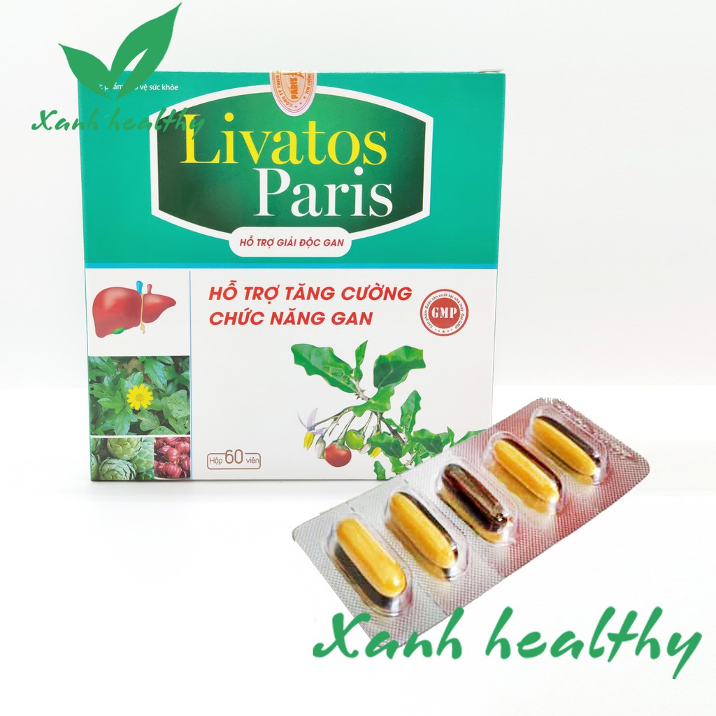 Livatos -Paris -Viên uống giải độc gan Tăng cường chức năng gan, hạ men gan, giảm gan nhiễm mỡ Hộp 60 viên
