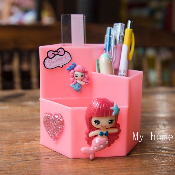 Hộp Đựng Bút Để Bàn Đa Năng Họa Tiết Hoạt Hình Dễ Thương Cho Bé Gái