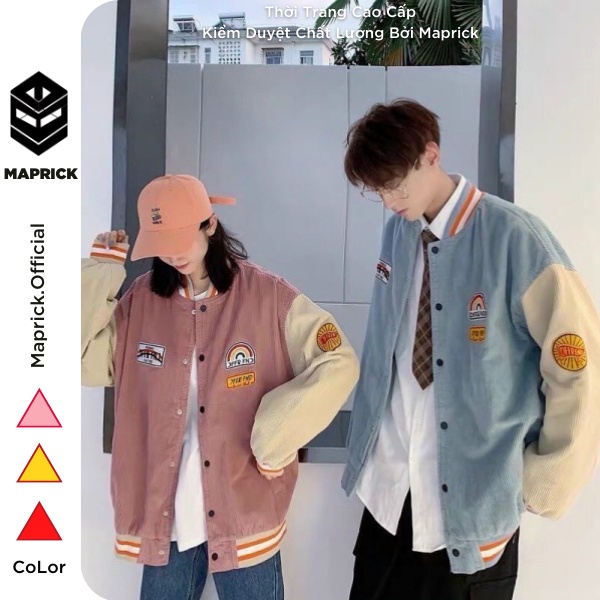 Áo Bomber [ Maprick ] Áo khoác nhung tăm cúc bấm nam nữ phong cách cá tính năng động