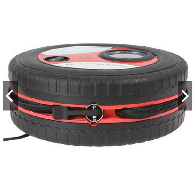 Bơm lốp tròn mini điện 12V đa năng - máy bơm xe ô tô mini