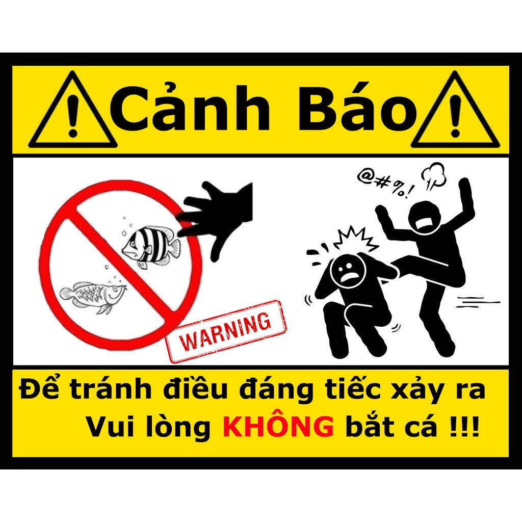 Logo cảnh báo vui nhộn dán bể cá cảnh , có keo sẵn , nhiều mẫu mã