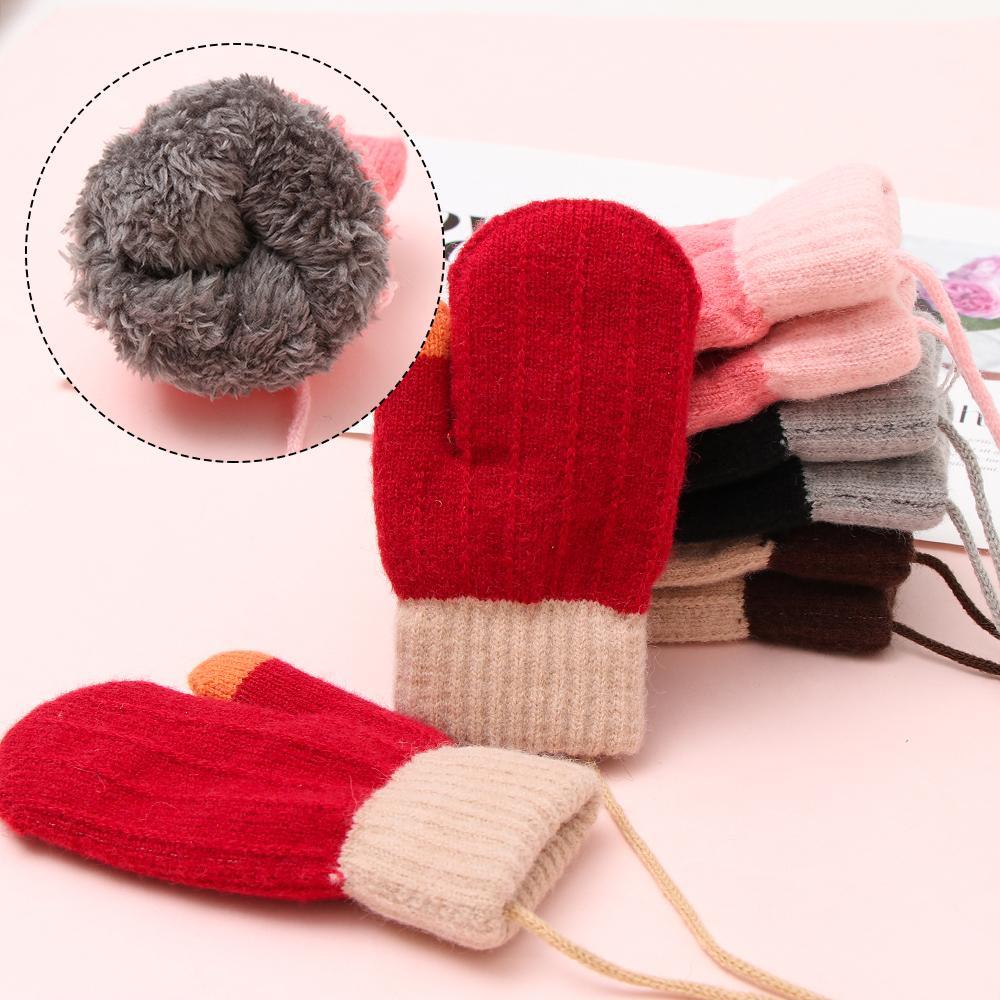Găng Tay Nhung Dày Kiểu Hoạt Hình Xinh Xắn Ấm Áp Cho Bé Mùa Đông