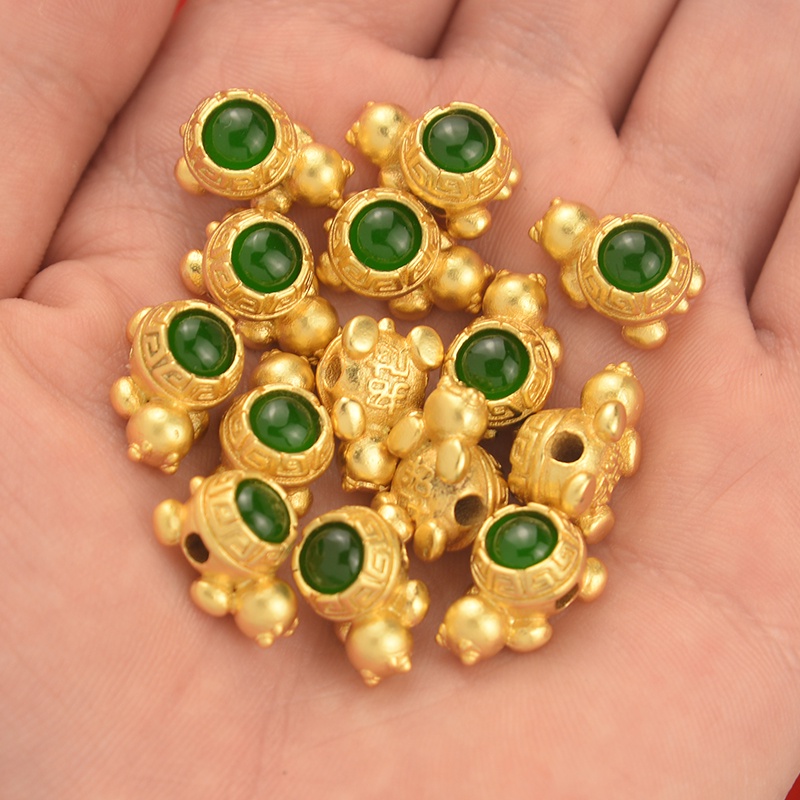 Phụ Kiện Trang Sức Vòng Đeo Tay Hình Rùa May Mắn Màu Vàng Đồng Kiểu Nepal diy