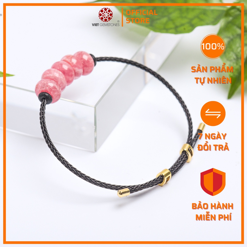Vòng tay đồng điếu đào hoa tự nhiên | Dây cab khóa tùy chỉnh kích thước | VietGemstones