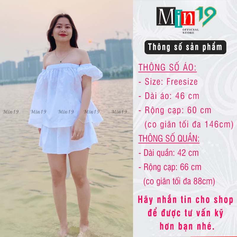 Sét Đồ Nữ MIN19 Bộ Jumpsuit Nữ Tiểu Thư Đi Biển Sang Chảnh Gồm Áo 2 Dây Bigsize Và Quần Short Cá Tính Màu Xanh Nâu Hồng