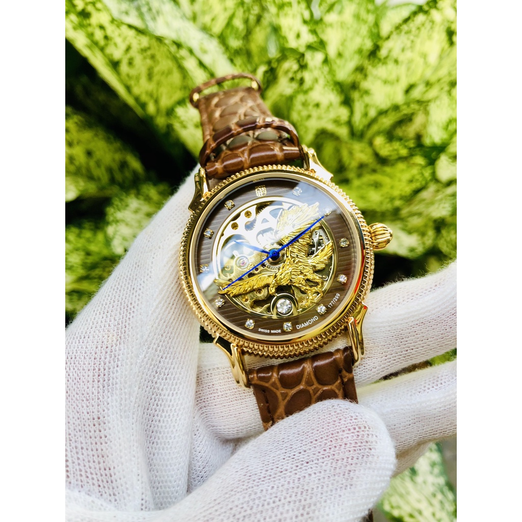 Đồng hồ nam cơ tự động cao cấp trâu vàng dây da cao cấp , máy cực tốt mẫu mới 2021