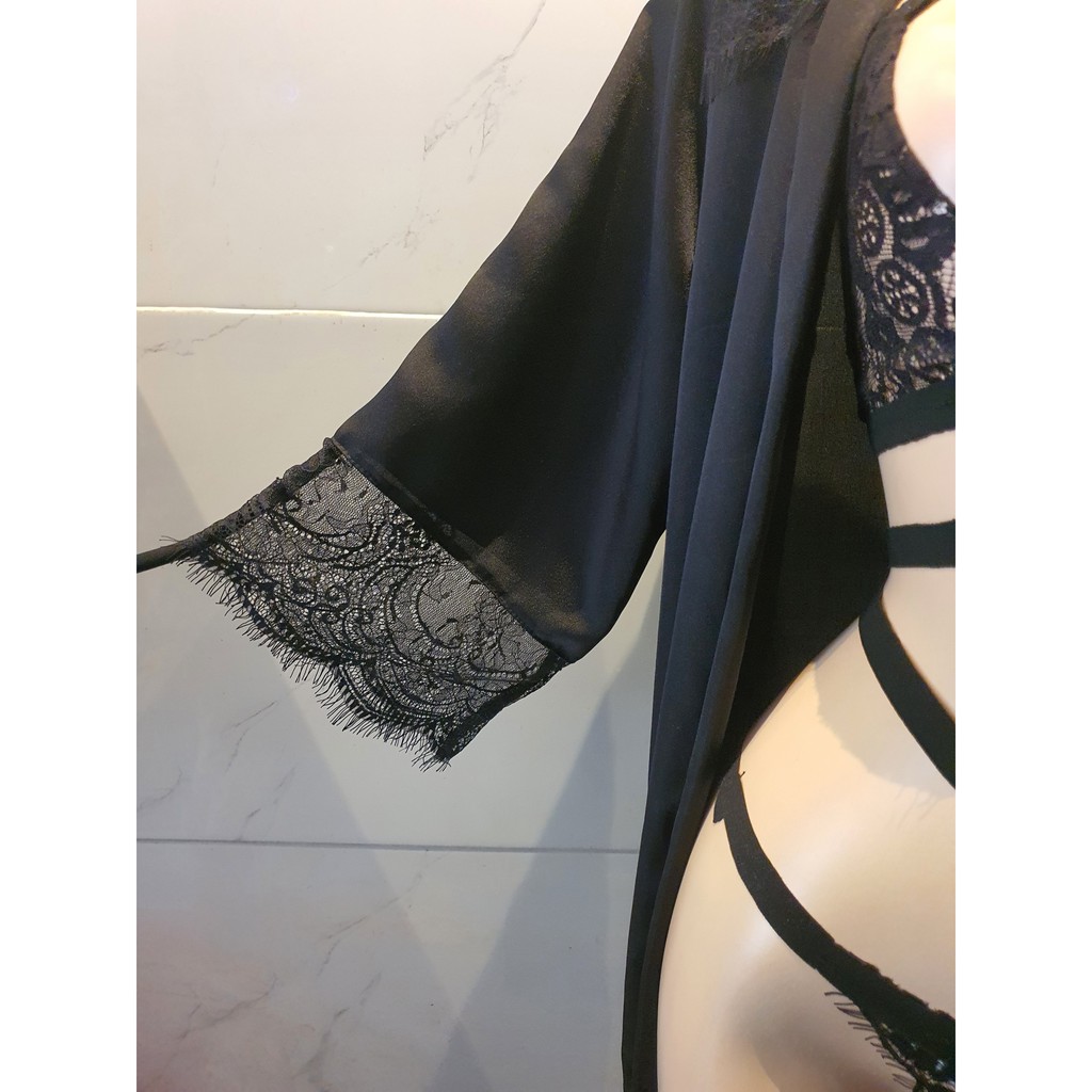 GIÁ PHÁ ĐẢO - Áo choàng ngủ satin lụa mix ren xịn xò S008 (KHÔNG KÈM NỘI Y) | BigBuy360 - bigbuy360.vn