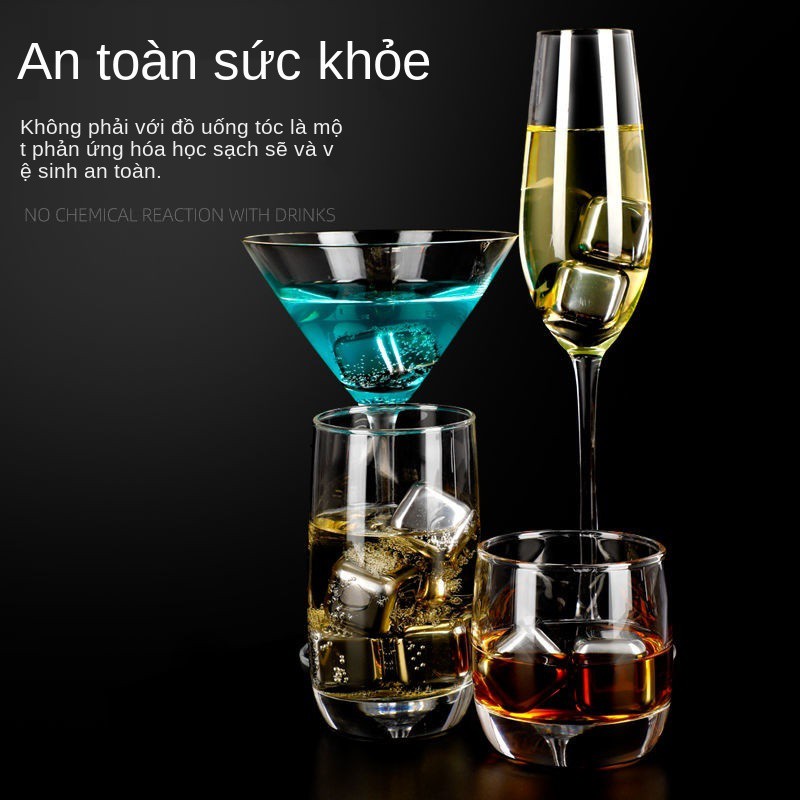 Thùng đá inox kim loại 304 Máy làm viên sắt đông lạnh nhanh cốc nước giải khát rượu whisky thép tạo tác