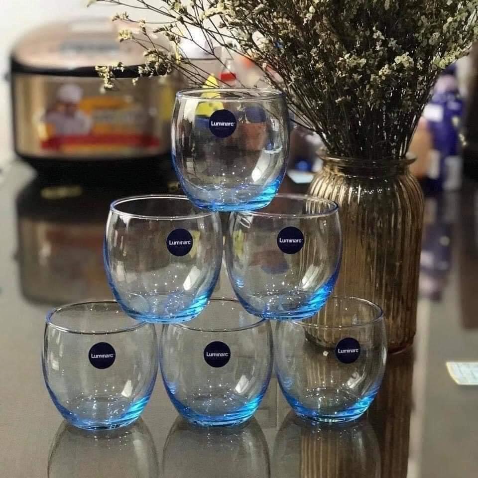 Set 6 cốc thuỷ tinh lùn xanh luminarc 320ml sang trọng