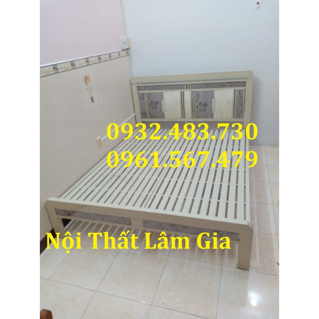 Giường sắt hộp cao cấp vuông 4x8 giá tốt mẫu đẹp 1m8x2m LG-03