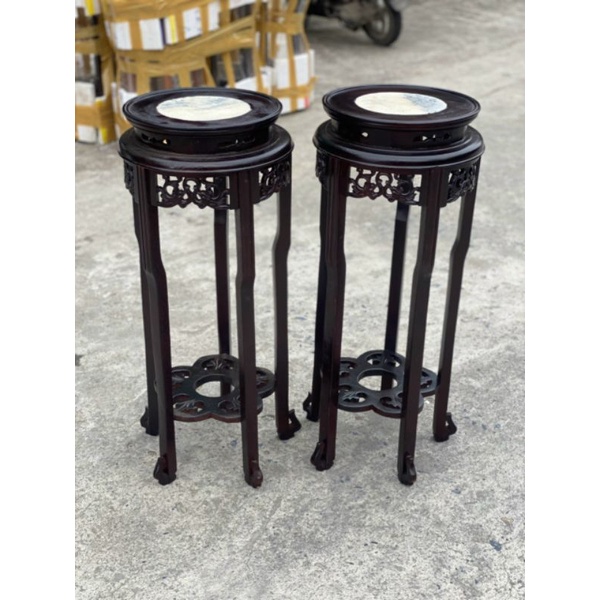 Đôn tròn gỗ lim mặt đá kích thước cao 80 mặt tròn 30 cm.