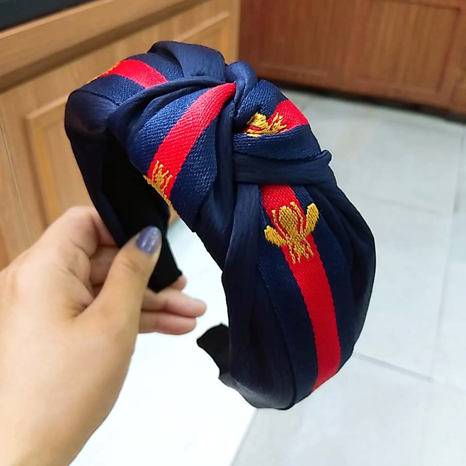 Băng Đô Cài Tóc Bản Rộng Bằng Vải Màu Trơn Thắt Nút Bản Rộng Thời Trang Hàn Quốc Cho Nữ