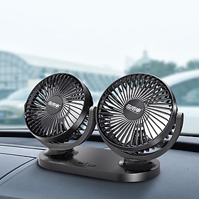 Quạt máy đôi mini 12v xoay 360 tiện ích trên ô tô, xe hơi cao cấp