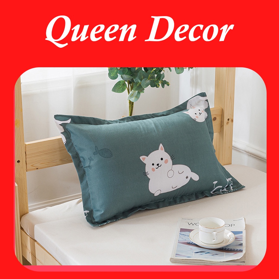 Vỏ Gối Nằm 45x65cm cùng một màu với ga trải giường Cotton Poly trong bộ ga khách đặt - Queendecorvn | BigBuy360 - bigbuy360.vn
