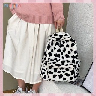 Ba Lô Vải Họa Tiết Bò Sữa Dành Cho Nữ