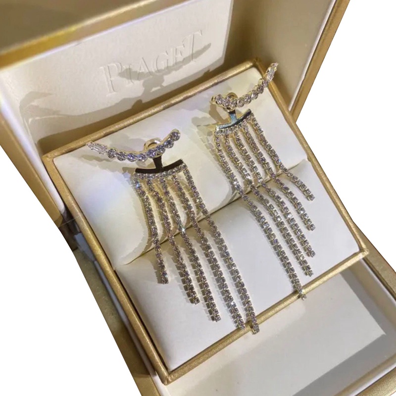 Bông Tai Mạ Bạc 925 Dạng Tua Rua Dài Lấp Lánh Thời Trang