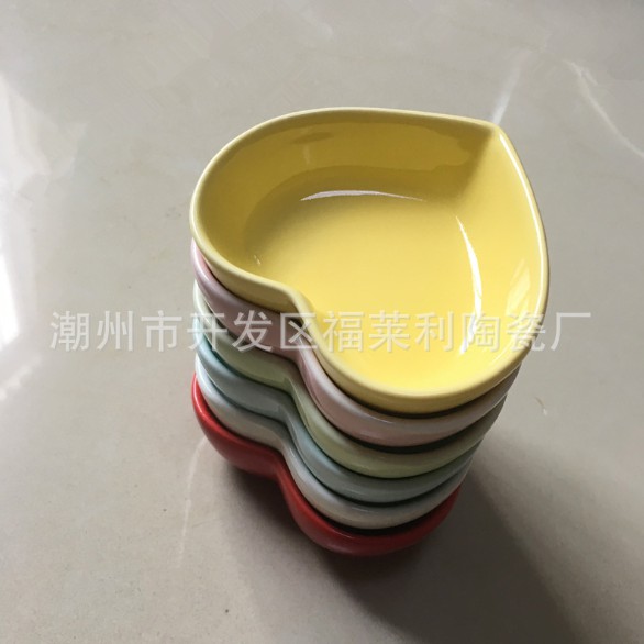 Chén chấm mini hình trái tim gốm tráng men chịu được nhiệt cao đủ màu siêu xinh