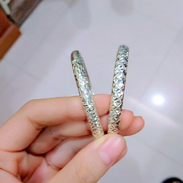 Vòng tay bạc Vòng tay nữ tròn phay bản rộng 1cm BẠC TA