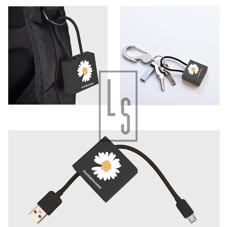 Móc Khóa Cáp sạc hoa cúc GD BIGBANG peaceminusone - Móc cáp sạc hoa cúc GD