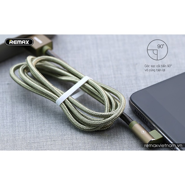Dây Sạc Android💖Cao Cấp💖Cáp Sạc Remax RC-119m/119a Sạc Nhanh Chữ L Vải Quấn Lò Xo 2 Đầu Tiện Lợi - Bảo Hành 12T