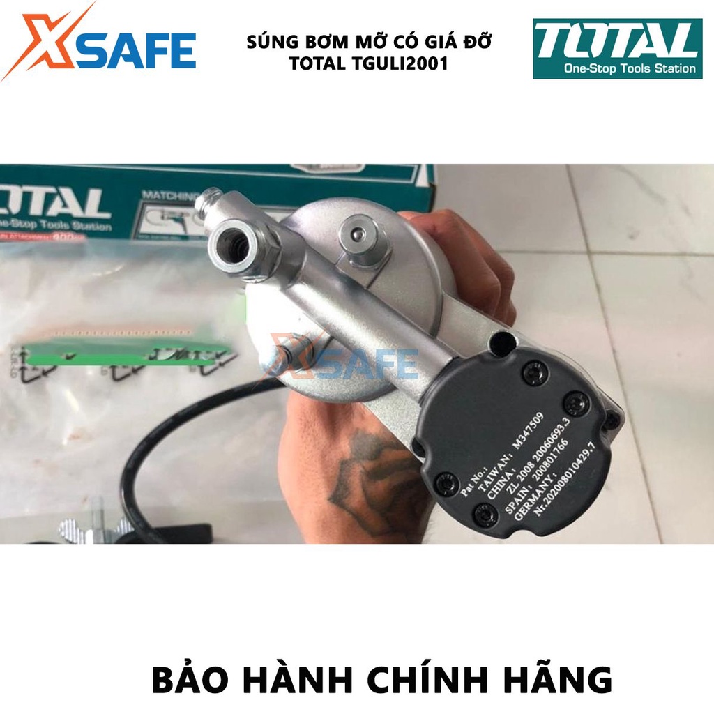 Bơm mỡ có giá đỡ TOTAL TGULI2001 | súng bơm mỡ dung lượng 400CC / 14Oz áp suất làm việc 4000psi lực bắn 8000psi bơm keo