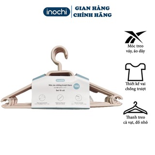 Móc treo quần áo , set 10 Móc nhựa đa năng treo Hara inochi người lớn và Trẻ em