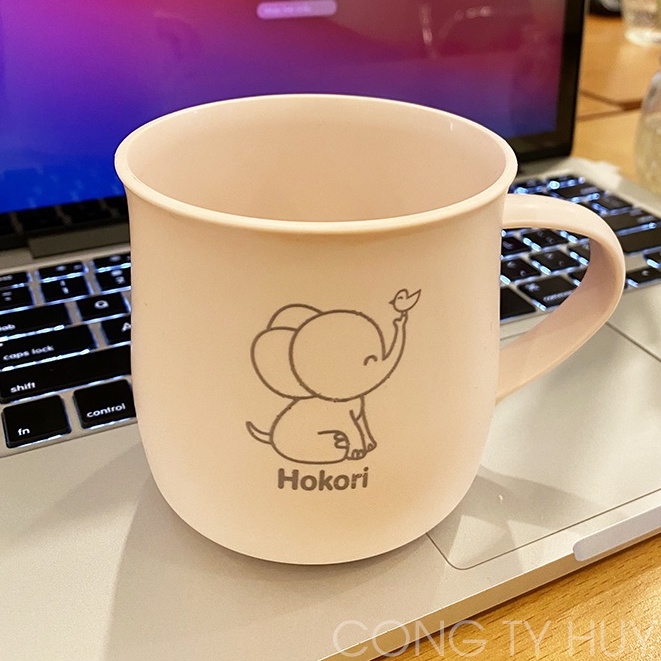 Cốc uống nước Hokori chịu nhiệt tốt, ly nhựa giả sứ cute uống nước, cafe, đánh răng