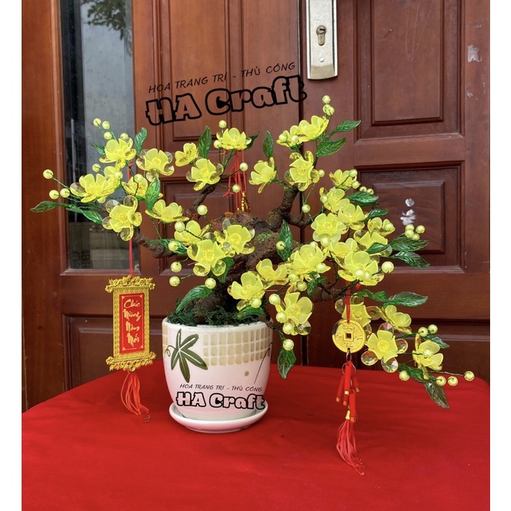 Set vật liệu gốc và đồ làm hoa mai đào (45-50 bông),hoa trang trí nhà