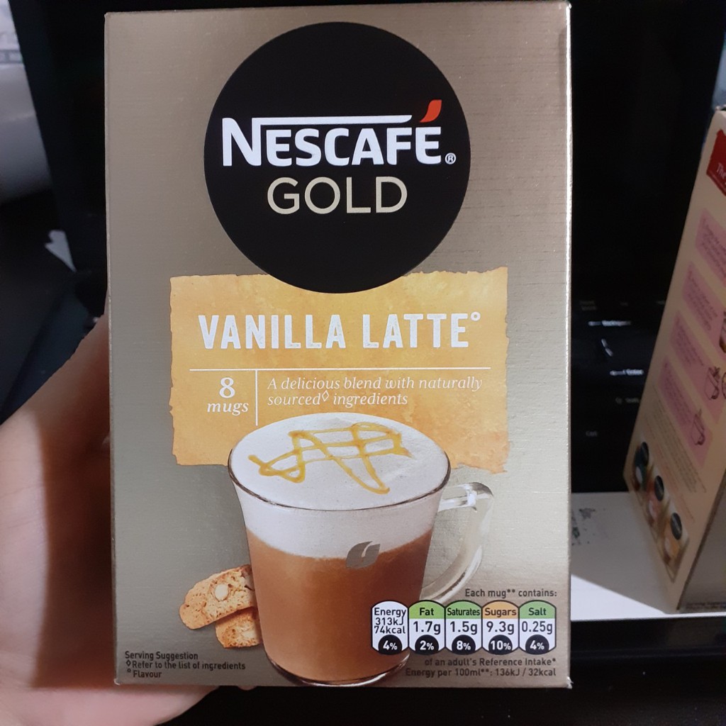 Nescafe Gold Vanilla Latte hộp 148g (8goi/18,5g)