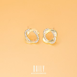 Bông tai tròn - Khuyên tai tròn đính đá nhỏ nhắn, xinh xắn Hàn Quốc Daily Accessories