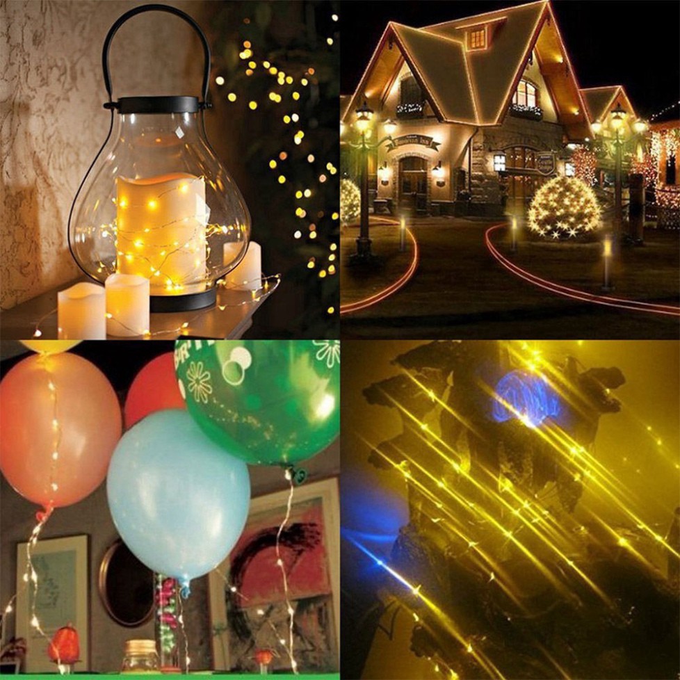 Dây đèn 100 LED dài 10m chạy bằng pin dùng để trang trí nội thất