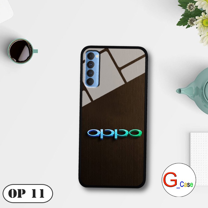 Ốp lưng Oppo Reno4 Pro-lưng kính in logo hãng điện thoại