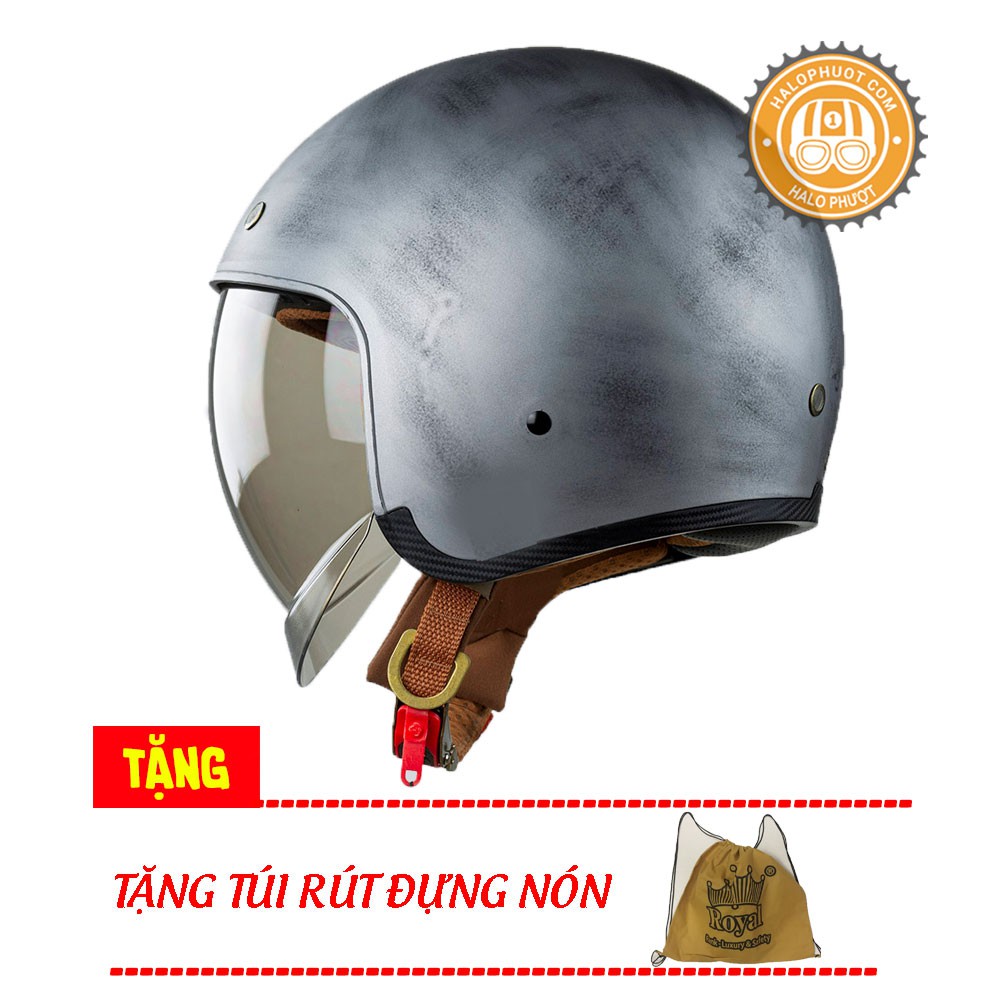 Nón bảo hiểm 3/4 kính âm Royal M139 tem Xước Nhám (tặng balo rút)