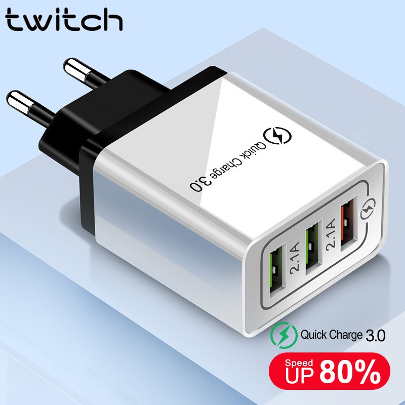 Củ sạc nhanh Twitch cổng USB 3.0 dành cho Iphone X 8 7 Ipad Samsung S9 S20 Xiaomi Mi 10 9