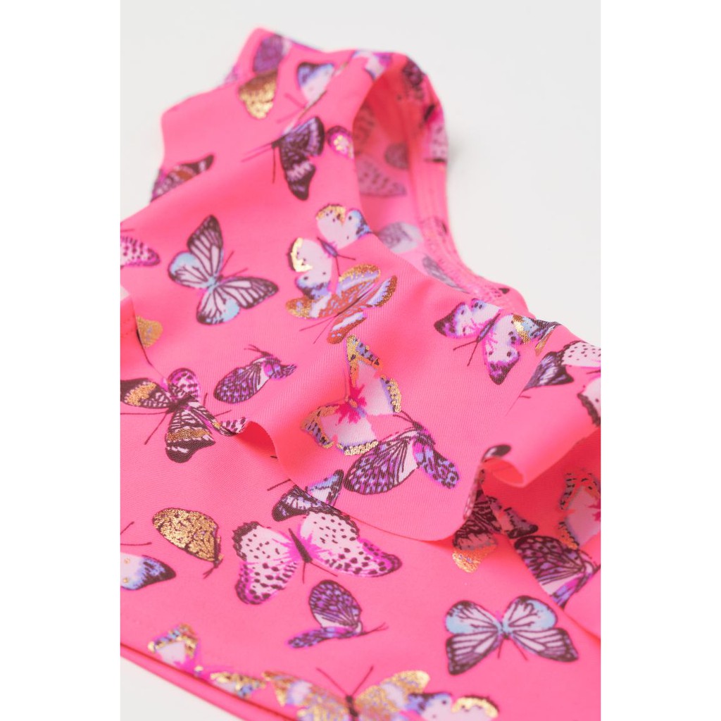Áo bơi bikini hồng neon bướm HM H&amp;M sz 6-8y fom nhỏ _hàng chính hãng Anh