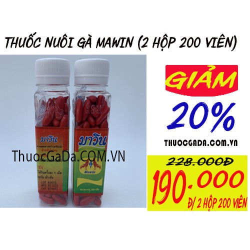 Thuốc Nuôi Gà Đá MaWin (Sắc Thái) Giúp Cung Cấp Vitamin Dưỡng Chất Thiết Yếu Cho Chiến Kê (2 Hộp 200 Viên)