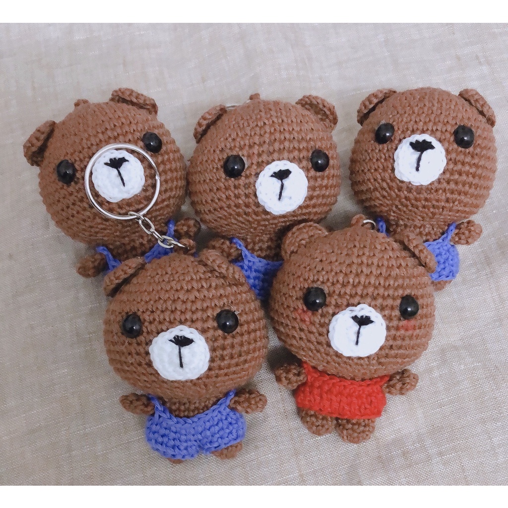 Móc khoá đầu các thú đáng yêu làm bằng len,móc len thú chibi nhồi bông đáng yêu gấu thỏ mèo quà tặng handmade tự làm