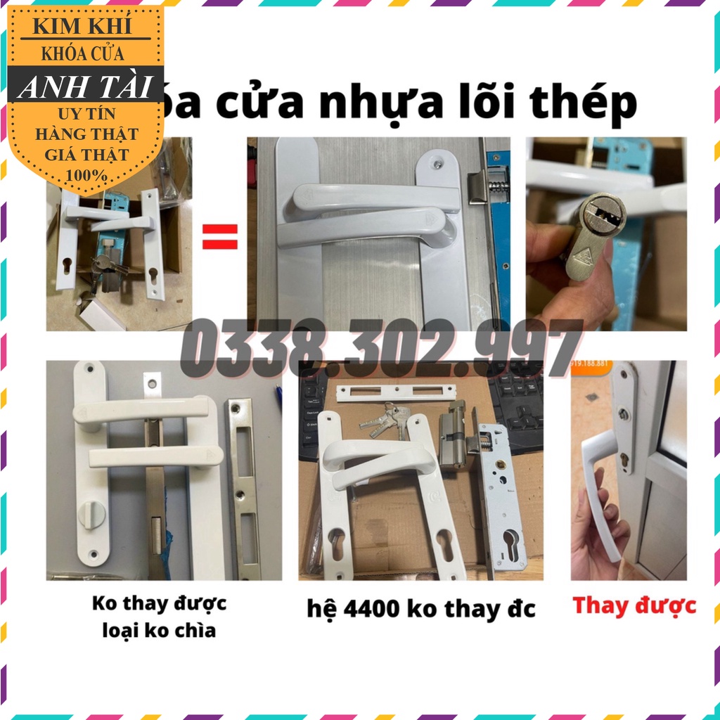 Khoá tay gạt cửa nhựa lõi thép loại 1 củ khóa nặng trọn bộ
