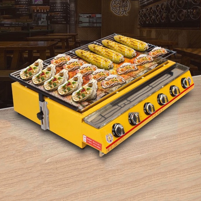 Bếp nướng hải sản bằng gas, nướng hàu, thịt bbq sử dụng ga 6 đầu đốt ETON ET-K333