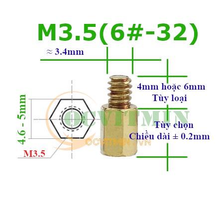 35DC# - Trụ Đồng Đực Cái M3.5(6#-32) Bắt Ổ Cứng HDD Dùng Cho PC, Ốc M3.5