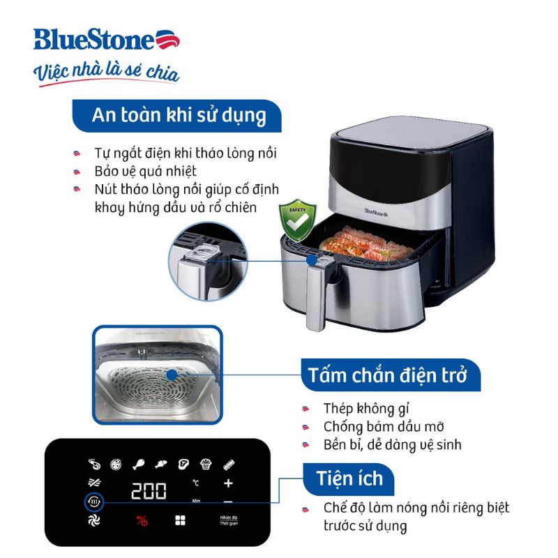 [SP MỚI] NỒI CHIÊN KHÔNG DẦU BLUESTONE AFB - 5880 ( DUNG TÍCH : 5,5 LÍT )